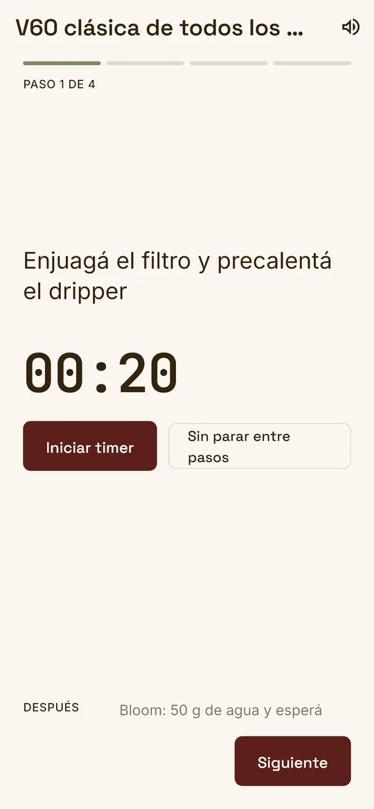 Preparación guiada, con el teléfono en la mesada